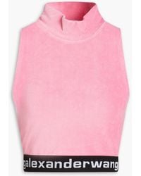 T By Alexander Wang - Cropped Cotton-blend Corduroy Turtleneck Top - Lyst
