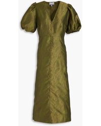 knee length dresses for ladies Paisley Floral Blue and White Rayon Casual Midi Dress for Women M