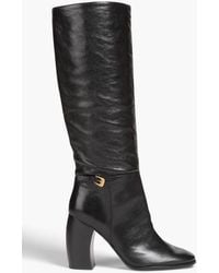 Tory Burch - Buckled Pebbled-leather Boots - Lyst