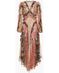Zimmermann Ruffled printed silk-chiffon midi dress - Mehrfarbig