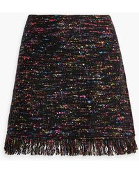 Ganni - Fringed Donegal Wool-blend Tweed Mini Skirt - Lyst