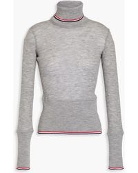 Thom Browne - Striped Ribbed Wool Turtleneck Top - Lyst