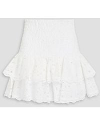 Charo Ruiz - Noa Tiered Broderie Anglaise Cotton-Blend Mini Skirt - Lyst