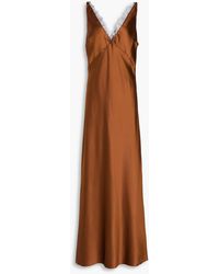 Veronica Beard - Hamina Lace-trimmed Stretch-silk Satin Maxi Dress - Lyst