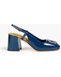 Tory Burch - Georgia Embellished Patent-leather Slingback Pumps - Lyst