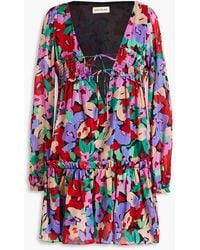 Nicholas - Brynn Shirred Floral-print Cotton And Silk-blend Voile Mini Dress - Lyst