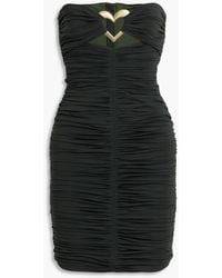 Area - Strapless Embellished Cutout Stretch-Jersey Mini Dress - Lyst