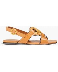 Tory Burch - Leather Slingback Sandals - Lyst