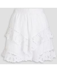 Isabel Marant - Enali Tiered Lace-trimmed Linen Mini Skirt - Lyst