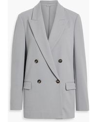 Brunello Cucinelli - Double-breasted Bead-embellished Cotton-blend Jersey Blazer - Lyst