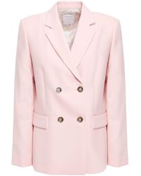 Sandro Omer Double-breasted Piqué Blazer Blush - Pink