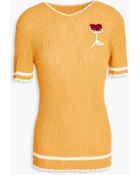 Maison Margiela - Appliquéd Ribbed-knit Sweater - Lyst