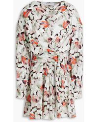 IRO - Cedar Draped Printed Fil Coupé Silk And Cotton-blend Mini Dress - Lyst