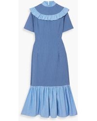 SINDISO KHUMALO - Miss Gee Ruffled Pinstriped Cotton-poplin Maxi Dress - Lyst