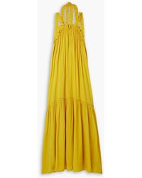 Ulla Johnson - Celeste Open-back Ruffled Silk-crepe Halterneck Maxi Dress - Lyst