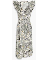Isabel Marant - Coraline Ruffled Printed Crepe Midi Dress - Lyst