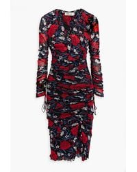 Diane von Furstenberg - Rochelle kleid aus stretch-mesh mit floralem print und wickeleffekt - Lyst