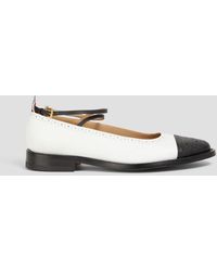 Thom Browne - Two-tone Pebbled-leather Ballet Flats - Lyst