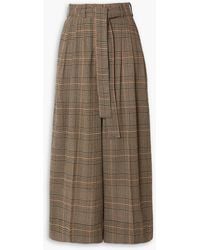 By Malene Birger - Belted Prince Of Wales Checked Stretch-crepe Wide-leg Pants - Lyst