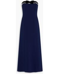 Jenny Packham - Strapless Crytal-Embellished Velvet-Trimmed Crepe Gown - Lyst