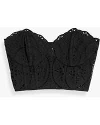 Charo Ruiz - Lita Strapless Cropped Broderie Anglaise Cotton-blend Bustier Top - Lyst
