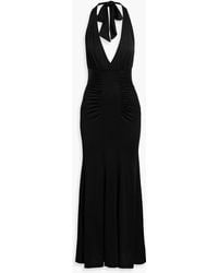 Diane von Furstenberg - Makayla neckholder-maxikleid aus glänzendem jersey mit raffungen - Lyst