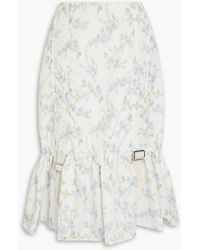Simone Rocha - Buckle-detailed Ruffled Floral-print Taffeta Midi Skirt - Lyst