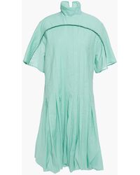 Acne Studios - Dot Pleated Crinkled Cotton-blend Voile Turtleneck Dress - Lyst
