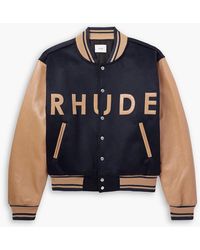 Rhude - Logo-Appliquéd Wool-Felt And Leather Varsity Jacket - Lyst