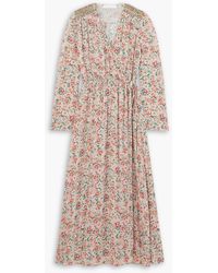 See By Chloé - Wrap-effect Smocked Floral-print Crepe Maxi Dress - Lyst