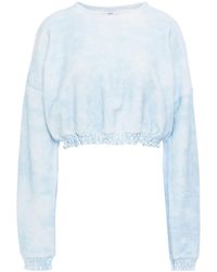 Onia Cropped Tie-dyed Cotton-terry Sweatshirt - Blue