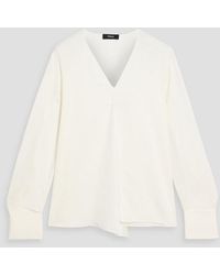 Theory - Draped Silk Crepe De Chine Blouse - Lyst