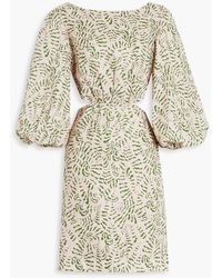 Saloni - Neela Cutout Printed Linen Mini Dress - Lyst
