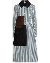Maison Margiela - Felt-paneled Striped Cotton-poplin Midi Shirt Dress - Lyst