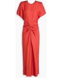Victoria Beckham - Ruched Grain De Poudre Midi Dress - Lyst