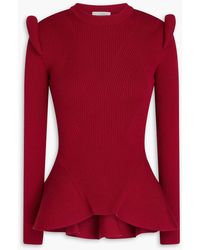 McQueen - Pullover aus einer gerippten wollmischung mit schößchen - Lyst
