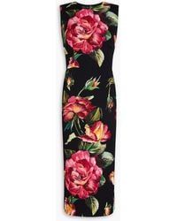 Dolce & Gabbana - Floral-print Silk-blend Crepe De Chine Midi Dress - Lyst