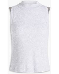 Brunello Cucinelli - Bead-embellished Ribbed Cotton-jersey Tank - Lyst