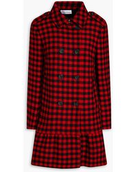 RED Valentino - Double-breasted Gingham Wool-blend Tweed Coat - Lyst