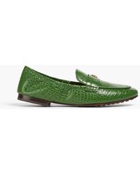 Tory Burch - Appliquéd Croc-effect Leather Loafers - Lyst