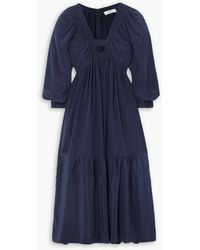 Sea - Nyla Cutout Ruched Silk Midi Dress - Lyst