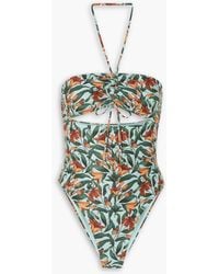 Agua Bendita - Monarca Monarca Cutout Floral-print Halterneck Swimsuit - Lyst