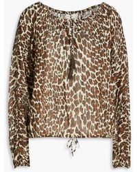Tory Burch - Pussy-bow Leopard-print Cotton And Silk-blend Blouse - Lyst