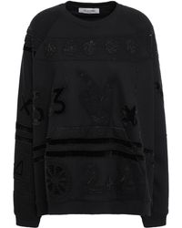 Valentino Aurelia Embellished Cotton-blend Terry Sweatshirt Black