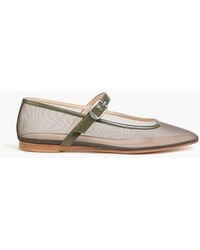 Le Monde Beryl - Leather-Trimmed Mesh Mary Jane Flats - Lyst