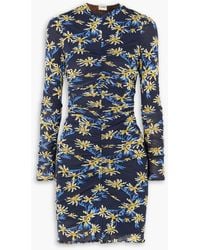 Diane von Furstenberg - Azula Reversible Ruched Floral-print Stretch-mesh Mini Dress - Lyst