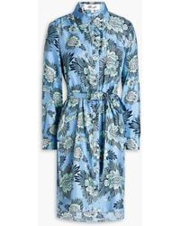 Diane von Furstenberg - Prita Belted Printed Silk-twill Mini Shirt Dress - Lyst