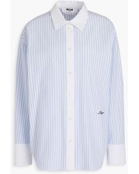 MSGM - Embroidered Striped Cotton-poplin Shirt - Lyst
