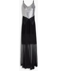 Rabanne - Lace-trimmed Chainmail-paneled Organza Maxi Dress - Lyst