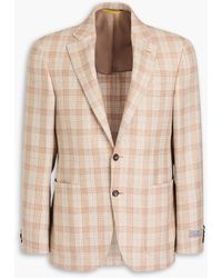 Canali - Checked Wool, Silk And Linen-blend Blazer - Lyst